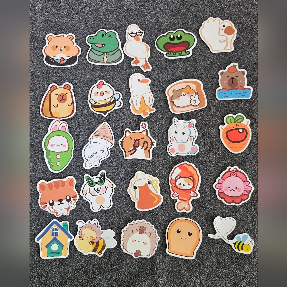 Cute quirky animal stickers, 25pc, Journaling, stationary, no repeats